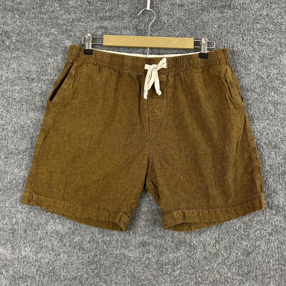 Gustin Shorts Mens XL Linen Chambray Drawstring Chino Brown Summer Resort Casual